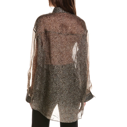 BRUNELLO CUCINELLI WOMEN'S 100% SILK SEQUINED SHIRT /TOPS