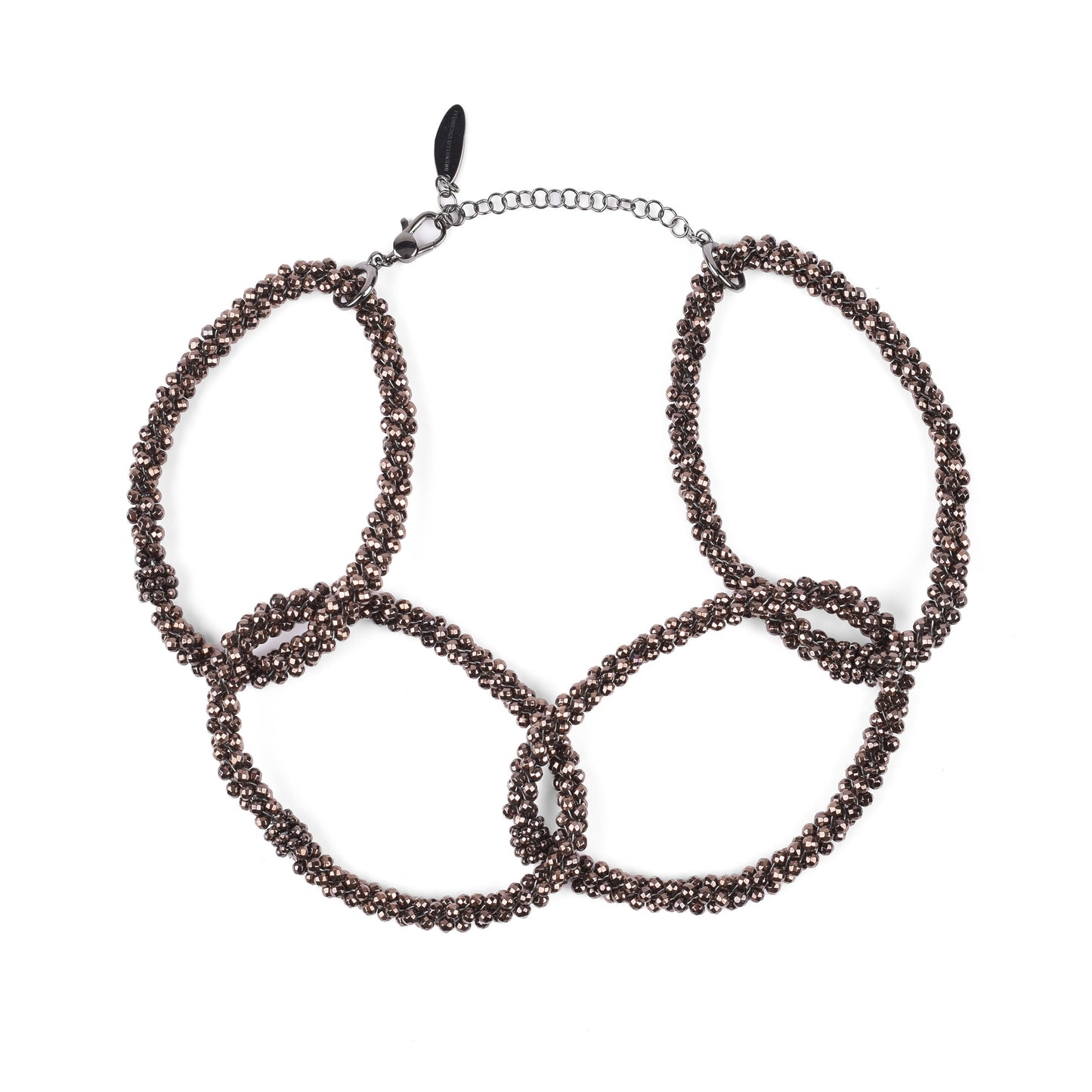 BRUNELLO CUCINELLI WOMEN'S BROWN EMATITE CHAIN LINK CHOKER NECKLACE/JEWELRY