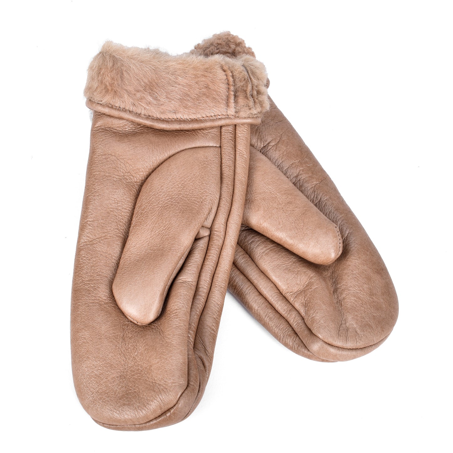 BRUNELLO CUCINELLI WOMEN'S FUR LINED 100% LEATHER MITTEN/GLOVES