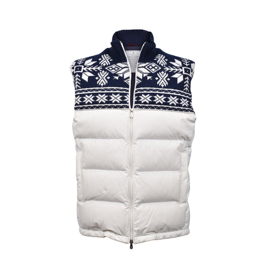 BRUNELLO CUCINELLI MEN'S TWO TONE POLY~WOOL BLEND QUILTED PUFFER VEST