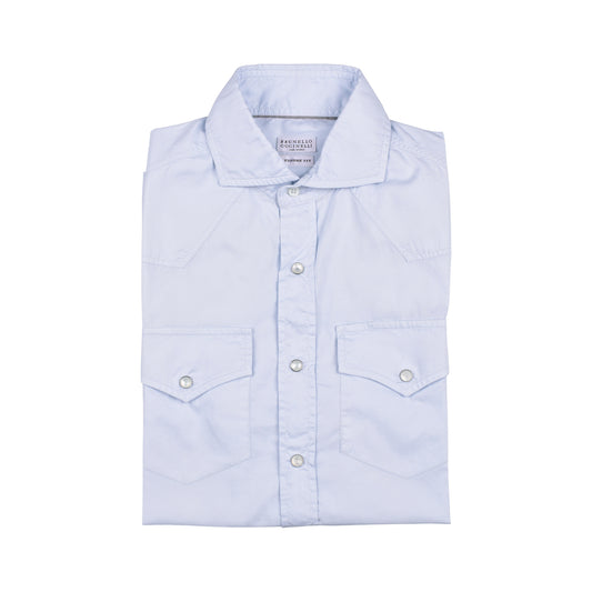 BRUNELLO CUCINELLI MENS 100% COTTON WESTERN STYLE LEISURE FIT LONG SLEEVE SHIRT