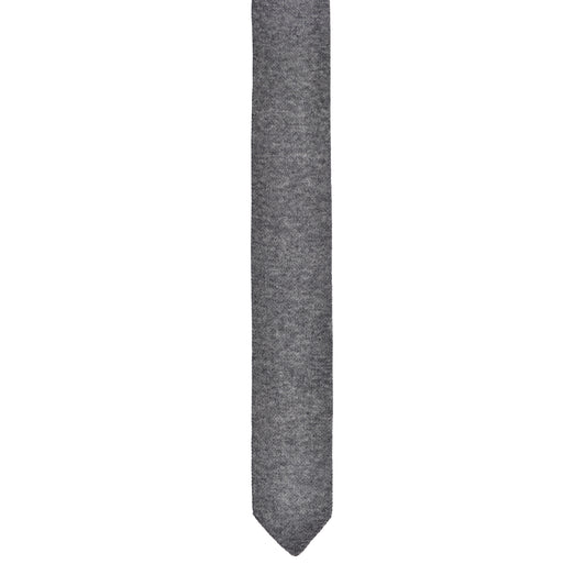 BRUNELLO CUCINELLI MENS SOLID GRAY SKINNY KNIT NECK TIE NEW