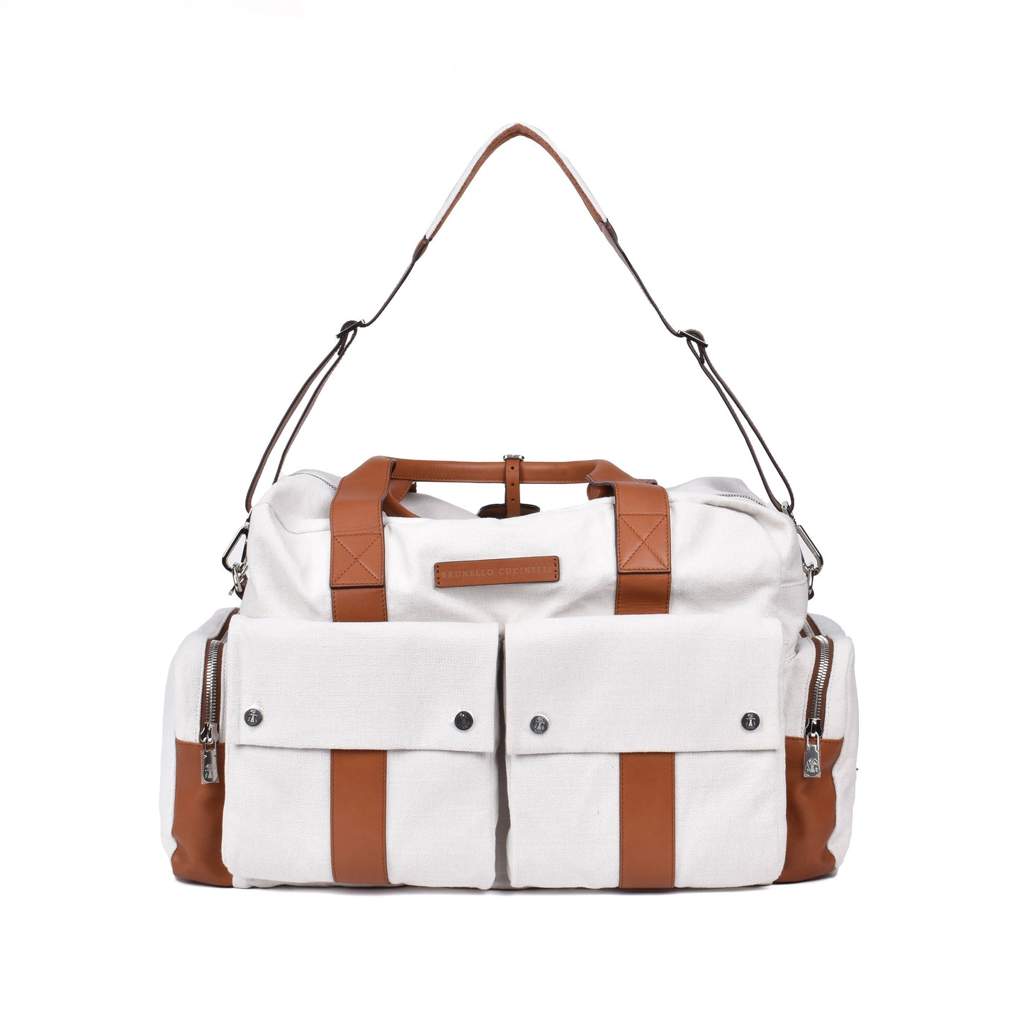 BRUNELLO CUCINELLI TWO TONE OFF WHITE DUFFEL/GARMENT BAG LUGGAGE NEW