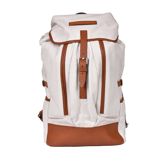 BRUNELLO CUCINELLI TWO TONE OFF WHITE TRAVELLER BACKPACK NEW