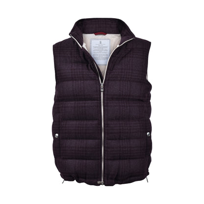 BRUNELLO CUCINELLI MEN'S CASHMERE BLEND QUILTED PUFFER BIKER VEST