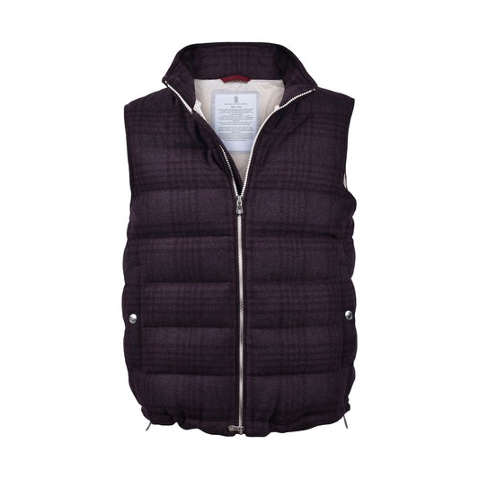 BRUNELLO CUCINELLI MEN'S CASHMERE BLEND QUILTED PUFFER BIKER VEST