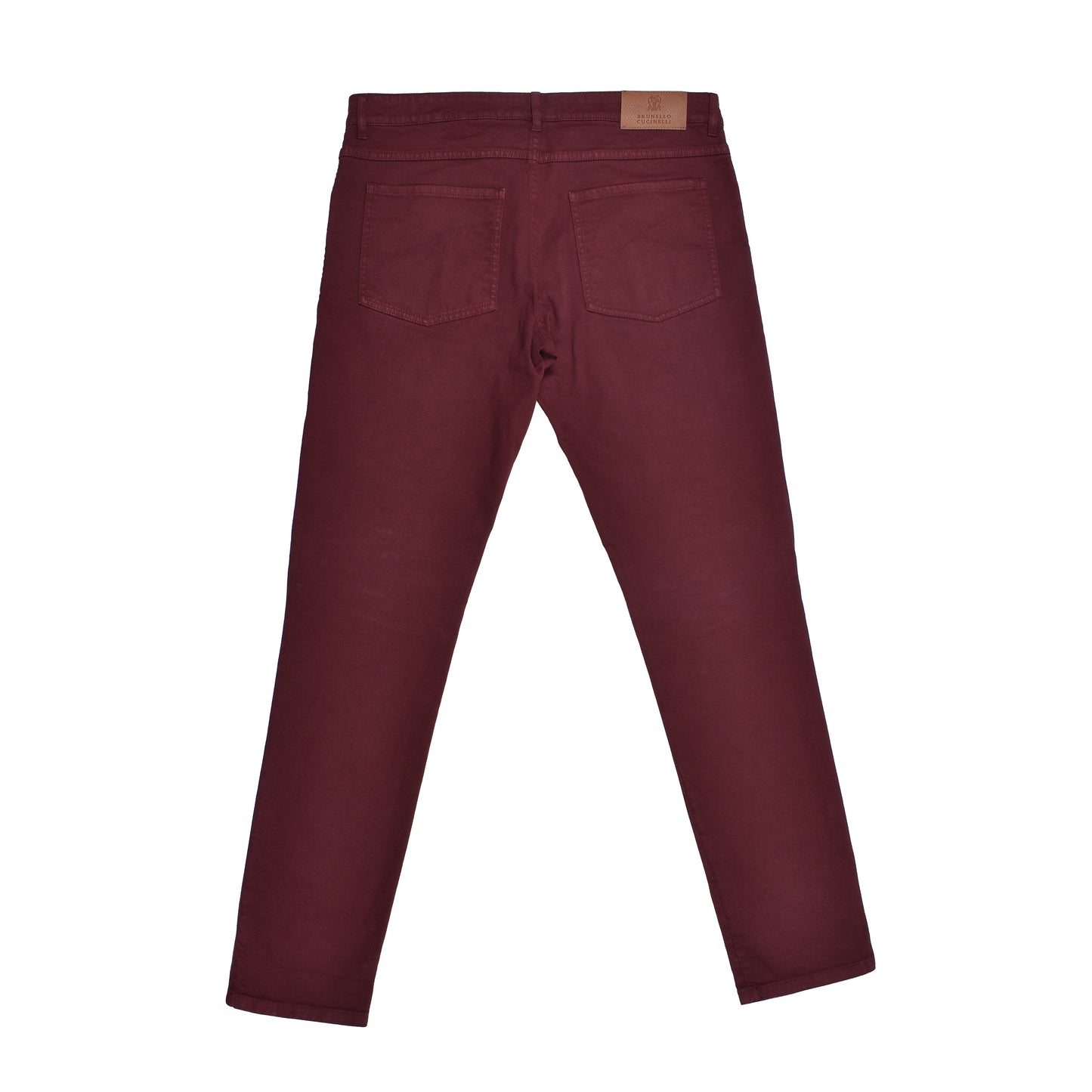 BRUNELLO CUCINELLI MEN'S 5 POCKET SKINNY FIT BURGUNDY DENIM JEAN PANTS