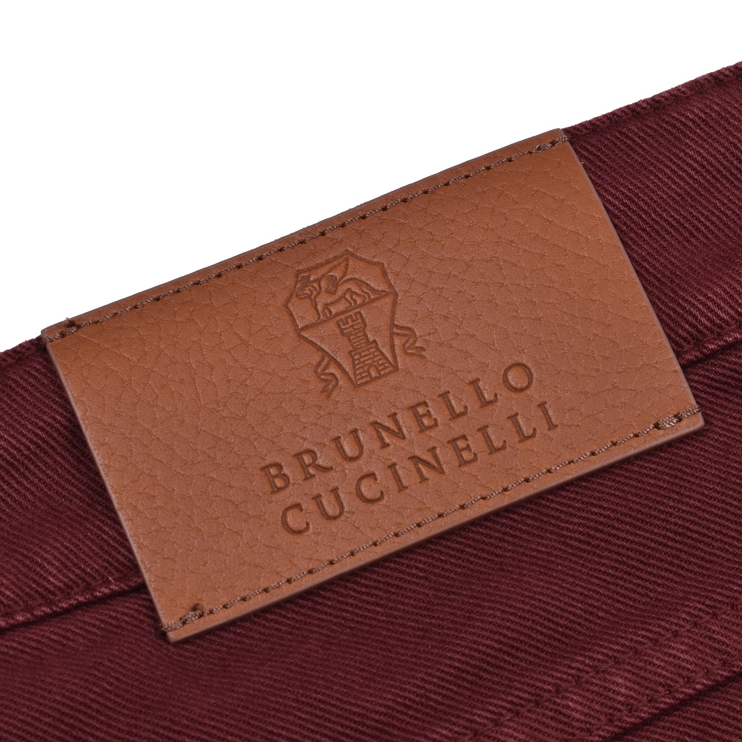 BRUNELLO CUCINELLI MEN'S 5 POCKET SKINNY FIT BURGUNDY DENIM JEAN PANTS