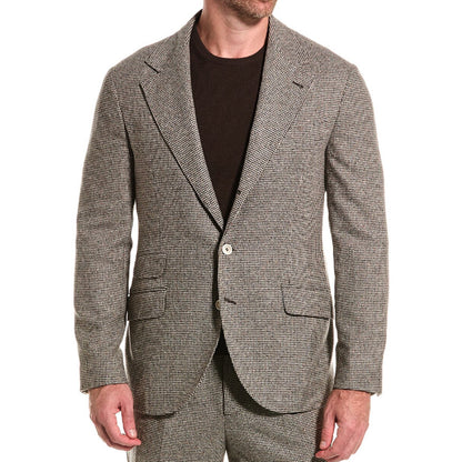 BRUNELLO CUCINELLI MEN'S WOOL BLEND 3 BUTTON CLASSIC HOUNDS TOOTH SUIT NEW