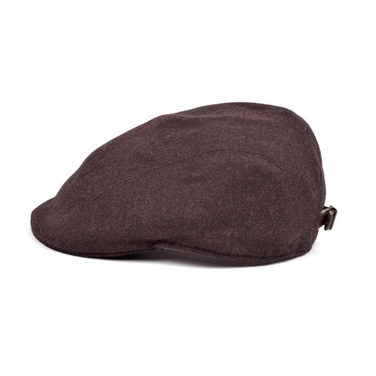 BRUNELLO CUCINELLI MEN'S 100% VIRGIN WOOL BURGUNDY FLAT HAT