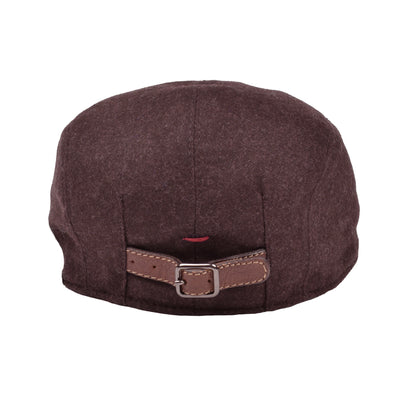 BRUNELLO CUCINELLI MEN'S 100% VIRGIN WOOL BURGUNDY FLAT HAT