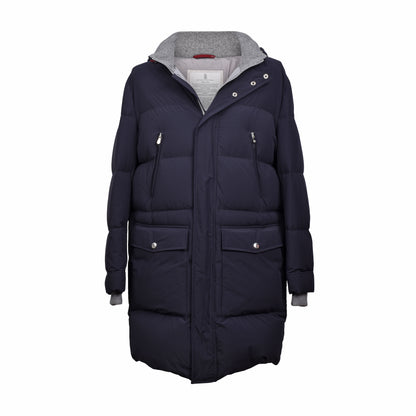 BRUNELLO CUCINELLI MEN'S DOWN FILLED NAVY BLUE PUFFER PARKA OUTERWEAR/JACKET