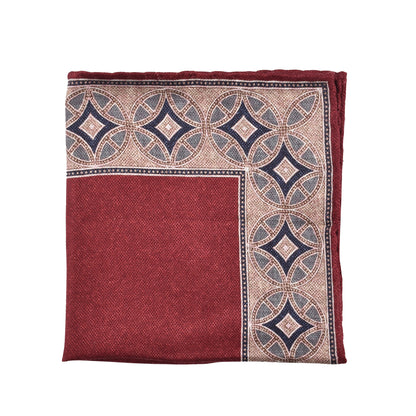 BRUNELLO CUCINELLI MEN'S 100% SILK TWO TONE GEOMETRIC POCKET SQUARE NEW