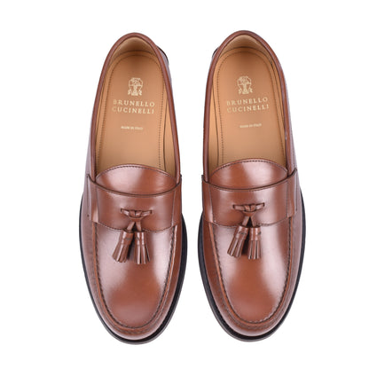 BRUNELLO CUINELLI MEN'S 100% GENUINE CALF'S LEATHER TASSEL LOAFERS NEW