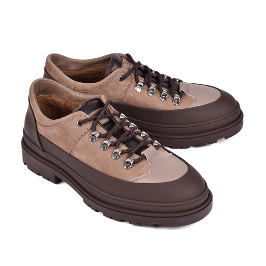 BRUNELLO CUCINELLI MEN'S 100% LEATHER HIKING STYLE LOW TOP CASUAL SHOE NEW